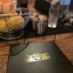 a menu on a table