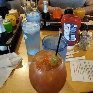 Bloody Mary and flight of mimosas