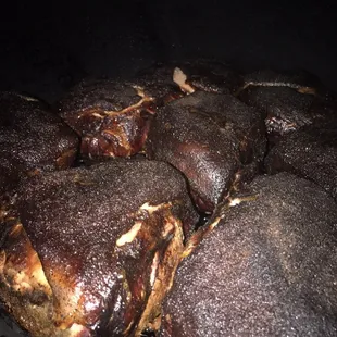 We smoke our pulled pork fresh daily on a charcoal &amp; hickory fired pit!