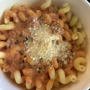 Cavatappi with pink sauce
