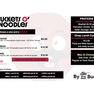 Our Pasta menu August 2023
