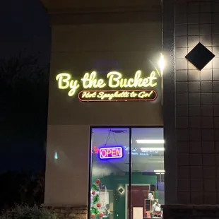 outside of a restaurant at night