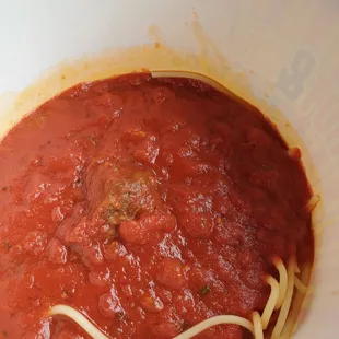 a bowl of spaghetti and tomato sauce