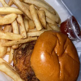 a burger and french fries