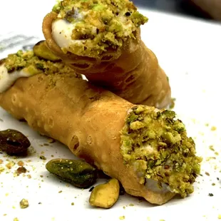 Introducing New "PISTACHIO CANNOLI"
Made with fresh riccota, Mascarpone and topped with pistachio 

This will be on our regular menu