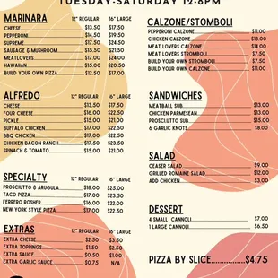 Here is our newest menu