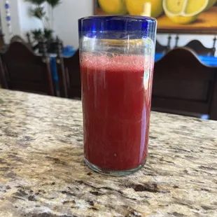 This was beet, carrots, ginger, and four pieces of pineapple for a natural boost of energy