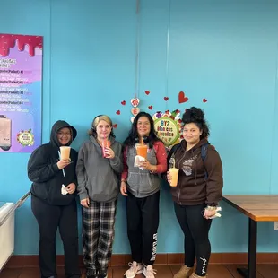 Me and the girls after the gym choosing healthy juice over fast junk food