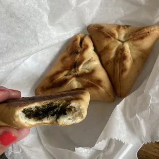Spinach pie. Tangy and good but the meat pie is better