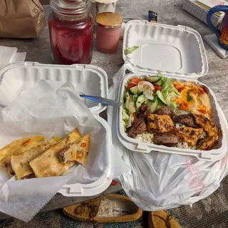 Mixed Lamb, Chicken Tawook & Kafta Combo Platter