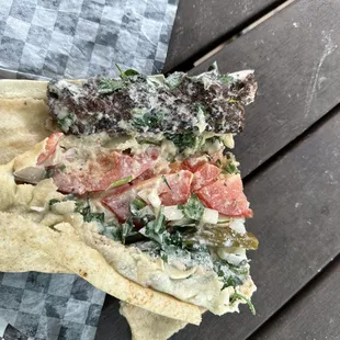 Inside my lamb wrap, unwrapped by me for the photograph. No lamb flavor.