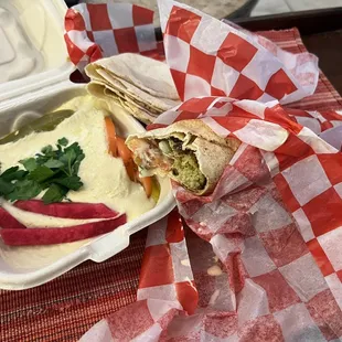 Hummus and a falafel sandwich= delicious!