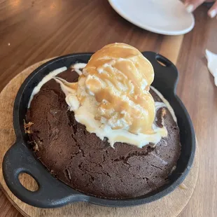 Chocolate Brownie, vanilla ice cream, caramel sauce