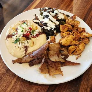 Gyro &amp; Chicken Shwarma with Hummus &amp; Brussels Sprouts