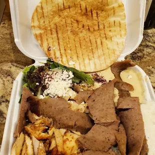 Combo Plate with Gyro and Chicken Shawarma