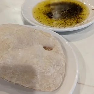 Pita bread and olive oil