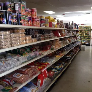 shelves of food and snacks