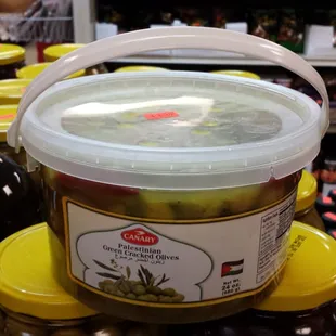 a container of olives