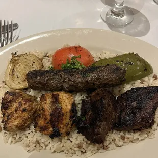 Kafta, Chicken, Beef kabab plate