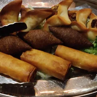 Appetizer platter from the Mezzah for 4. Delicious!!!