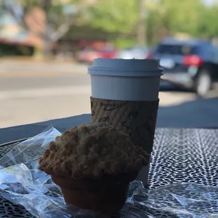 Rhubarb muffin &amp; latte