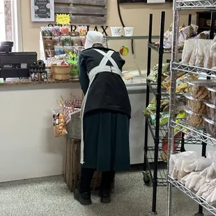 Employee stocking food items