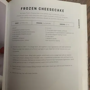 frozen cheesecake recipe