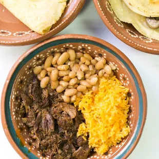 three bowls of mexican food