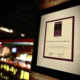 Wine Spectator award!