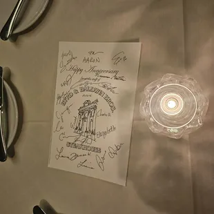 Happy anniversary son/card signed by the staff at Bird and bowl