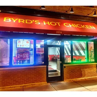 Outside Byrd&apos;s Hot Chicken 2634 N Clark St, Chicago, IL  Special 2 for 2 For $10 ( Single Sandwichs) Cool!