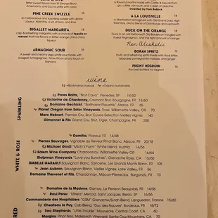 Booze menu