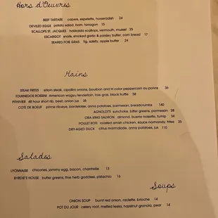Food menu