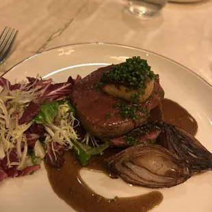 Tournedos Rossini - American wagyu tenderloin with foie gras and black truffle.