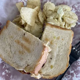 Margarita Panini, chips, deviled egg pasta salad
