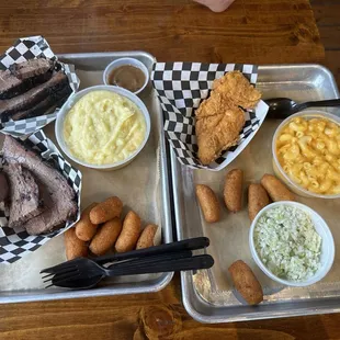 Multi meat platter with brisket and chicken