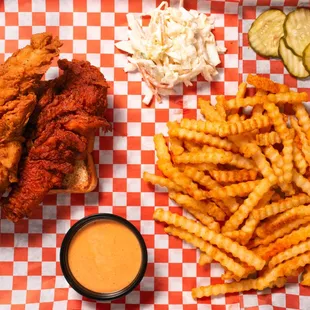 chicken wings and fried chicken, food
