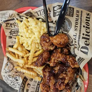 Chicken fries and mac&amp;cheese