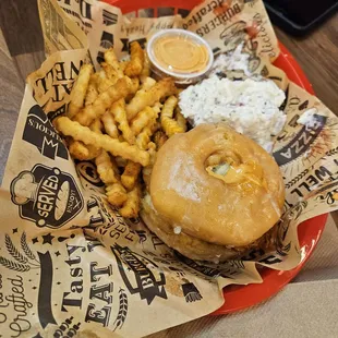 Donut chicken sandwich