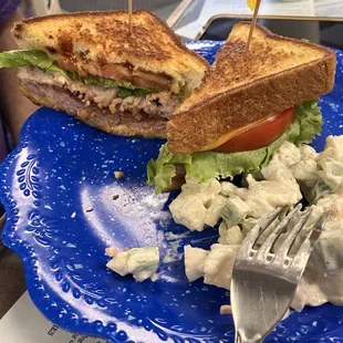 Ham and turkey club with bbq sauce (KC!)