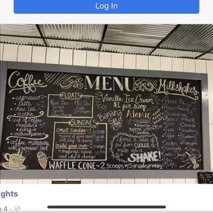 a menu on a blackboard