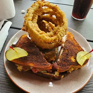 onion rings on a sandwich