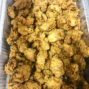 Fresh out of the water to the fryer. Wild Caught Rappahannock River Oysters lightly fried.