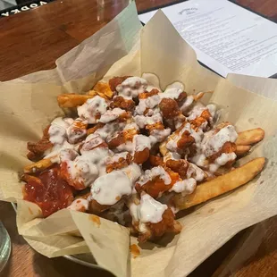 Loaded buffalo chicken fries