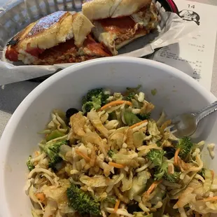 Stromboli and salad