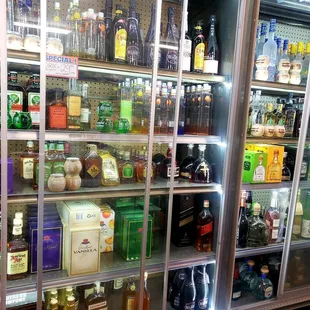 a display of alcohol bottles