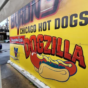 a hot dog sign