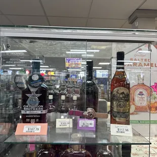 a display of bottles of liquor