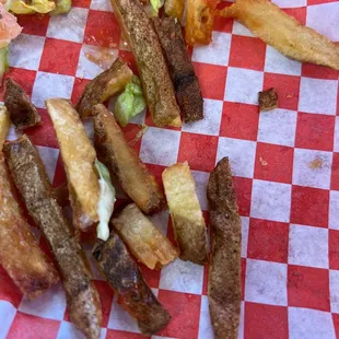 Fries include skin, lots of crispy bits