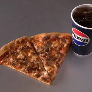 2 sausage slices and a drink combo